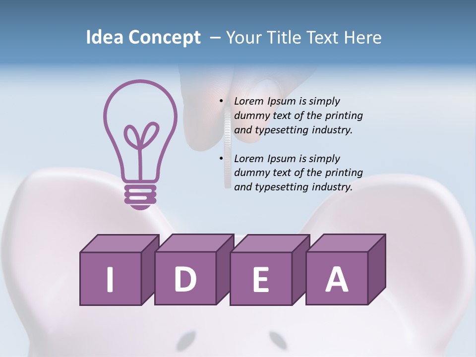 A Person Putting A Coin Into A Pink Piggy Bank PowerPoint Template