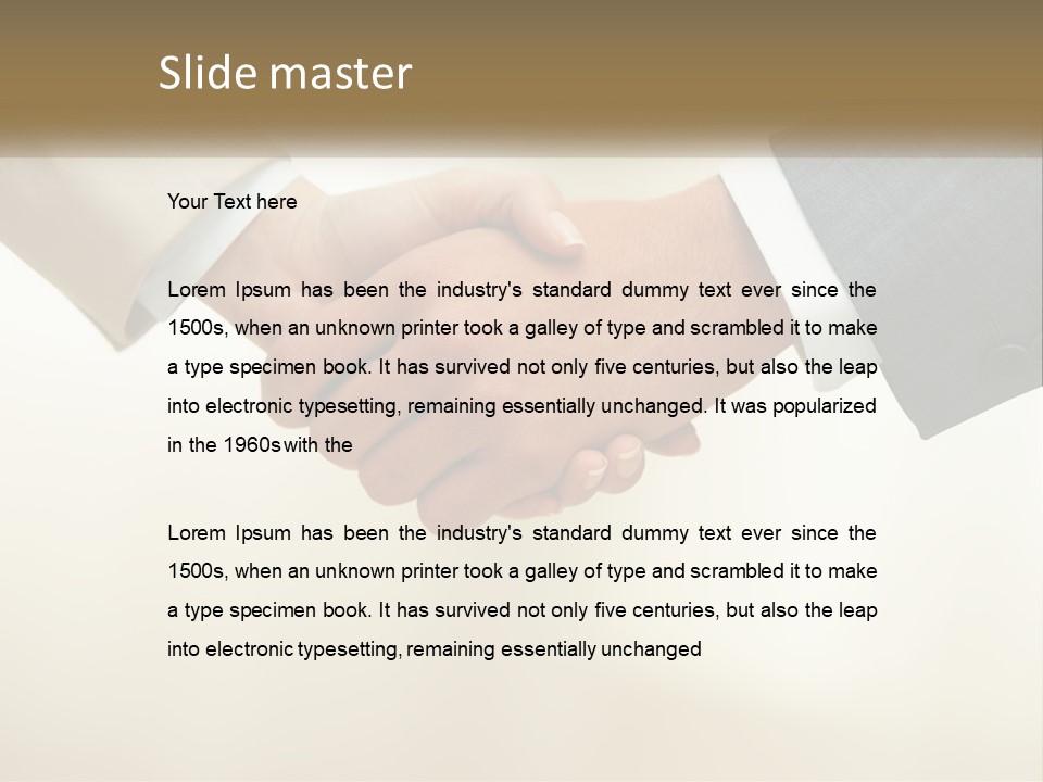 Two People Shaking Hands In Front Of A White Background PowerPoint Template