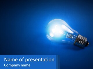 A Light Bulb On A Blue Background With A Place For Text PowerPoint Template