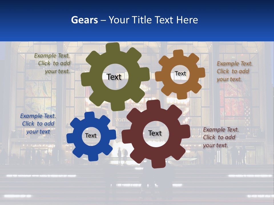 A Group Of People Standing In Front Of A Building PowerPoint Template