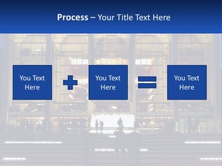 A Group Of People Standing In Front Of A Building PowerPoint Template