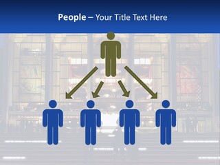 A Group Of People Standing In Front Of A Building PowerPoint Template