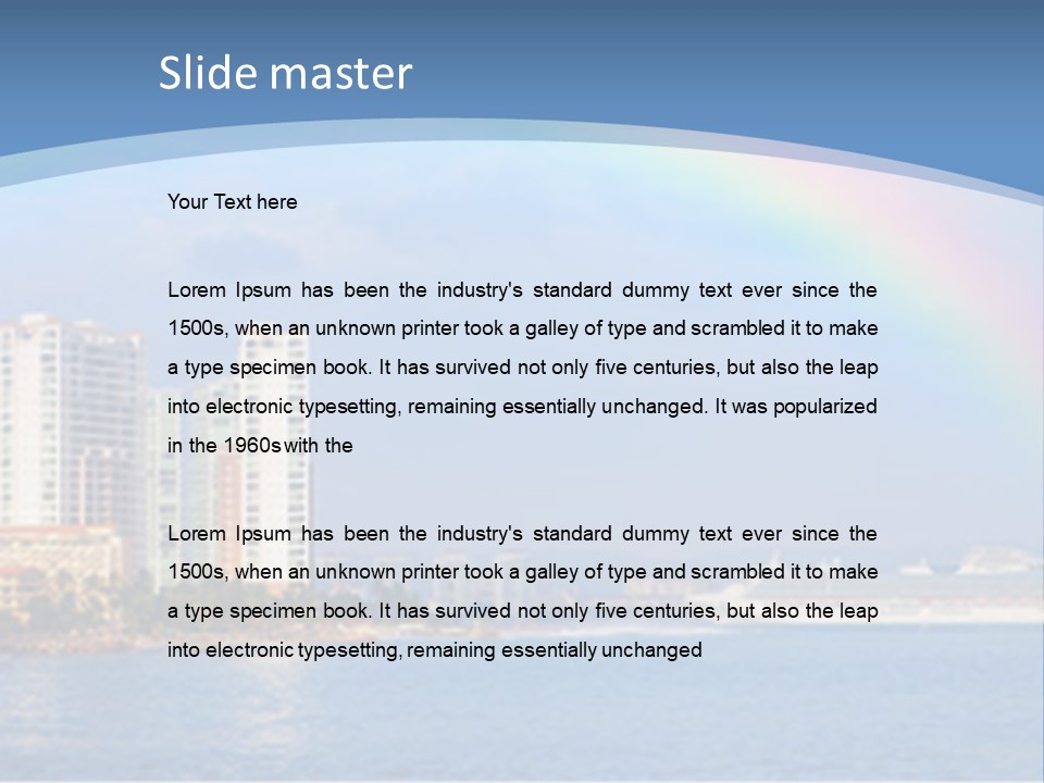 A Rainbow Over A City With A Cruise Ship In The Background PowerPoint Template