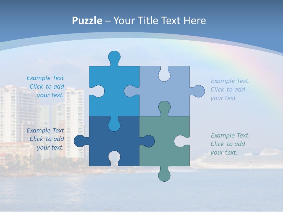 A Rainbow Over A City With A Cruise Ship In The Background PowerPoint Template