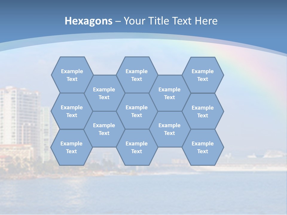 A Rainbow Over A City With A Cruise Ship In The Background PowerPoint Template