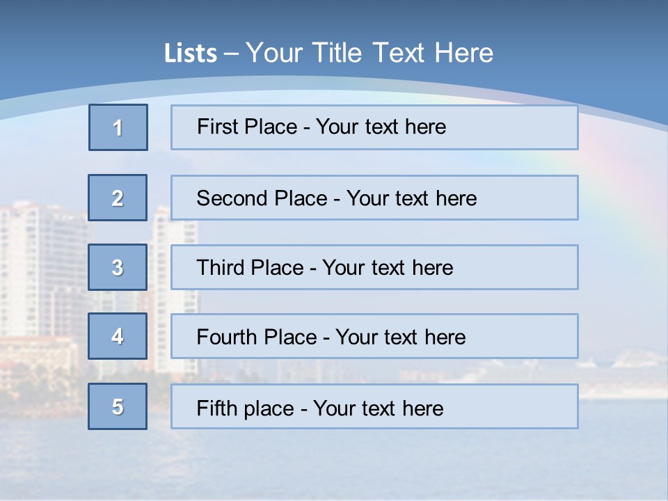 A Rainbow Over A City With A Cruise Ship In The Background PowerPoint Template