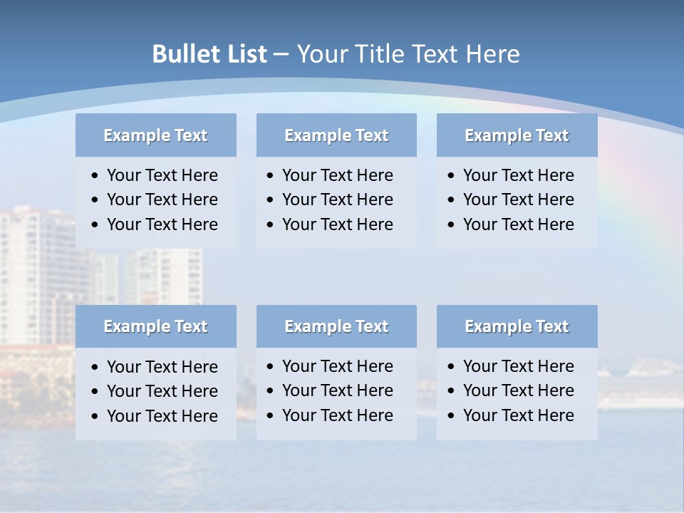A Rainbow Over A City With A Cruise Ship In The Background PowerPoint Template