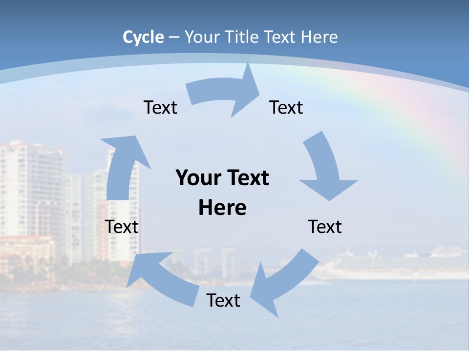 A Rainbow Over A City With A Cruise Ship In The Background PowerPoint Template