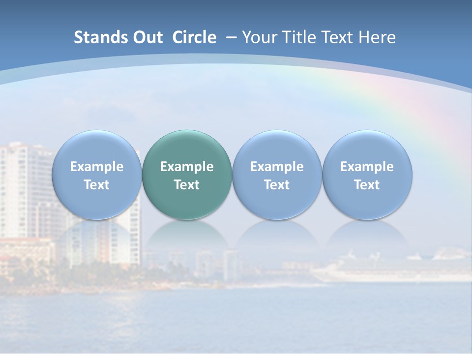 A Rainbow Over A City With A Cruise Ship In The Background PowerPoint Template