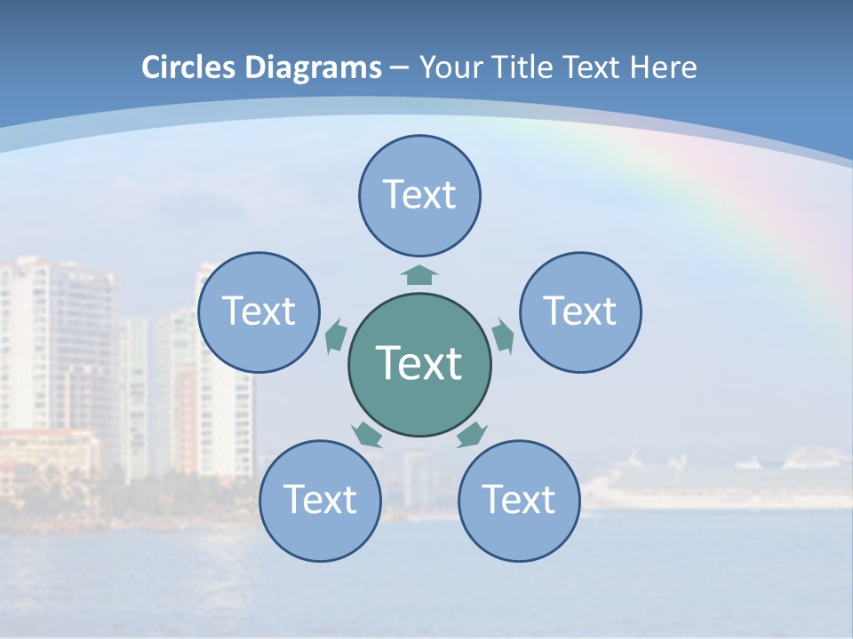 A Rainbow Over A City With A Cruise Ship In The Background PowerPoint Template