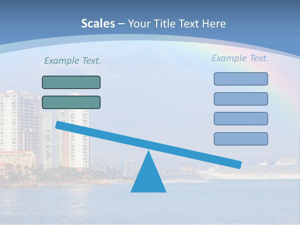 A Rainbow Over A City With A Cruise Ship In The Background PowerPoint Template