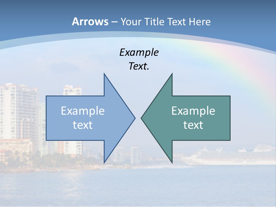 A Rainbow Over A City With A Cruise Ship In The Background PowerPoint Template