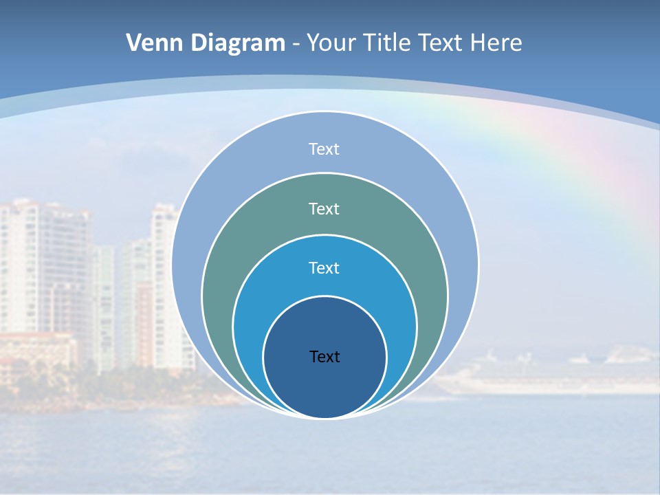 A Rainbow Over A City With A Cruise Ship In The Background PowerPoint Template