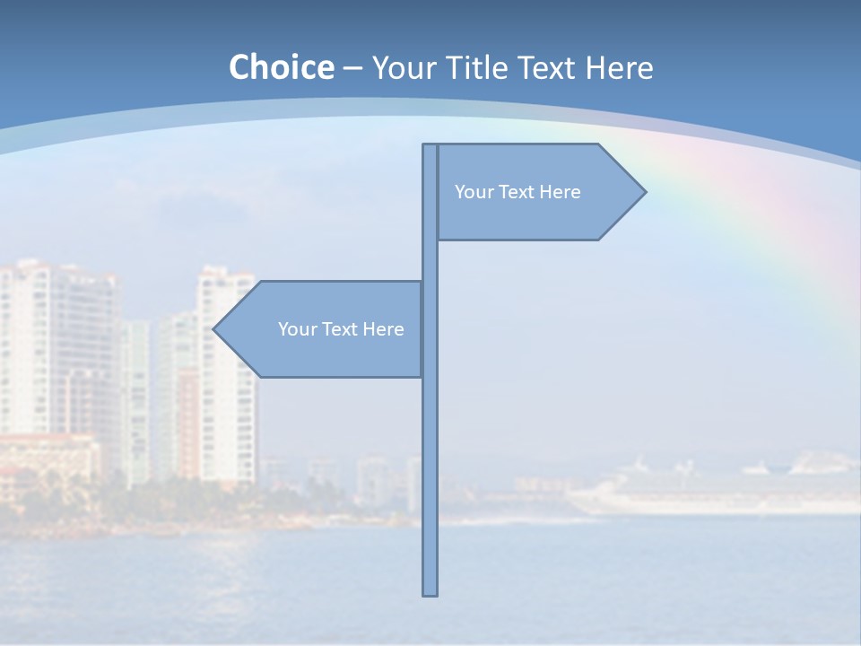 A Rainbow Over A City With A Cruise Ship In The Background PowerPoint Template