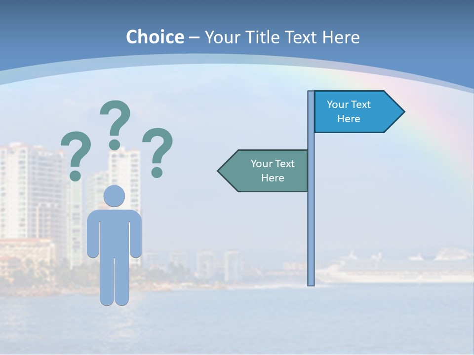 A Rainbow Over A City With A Cruise Ship In The Background PowerPoint Template