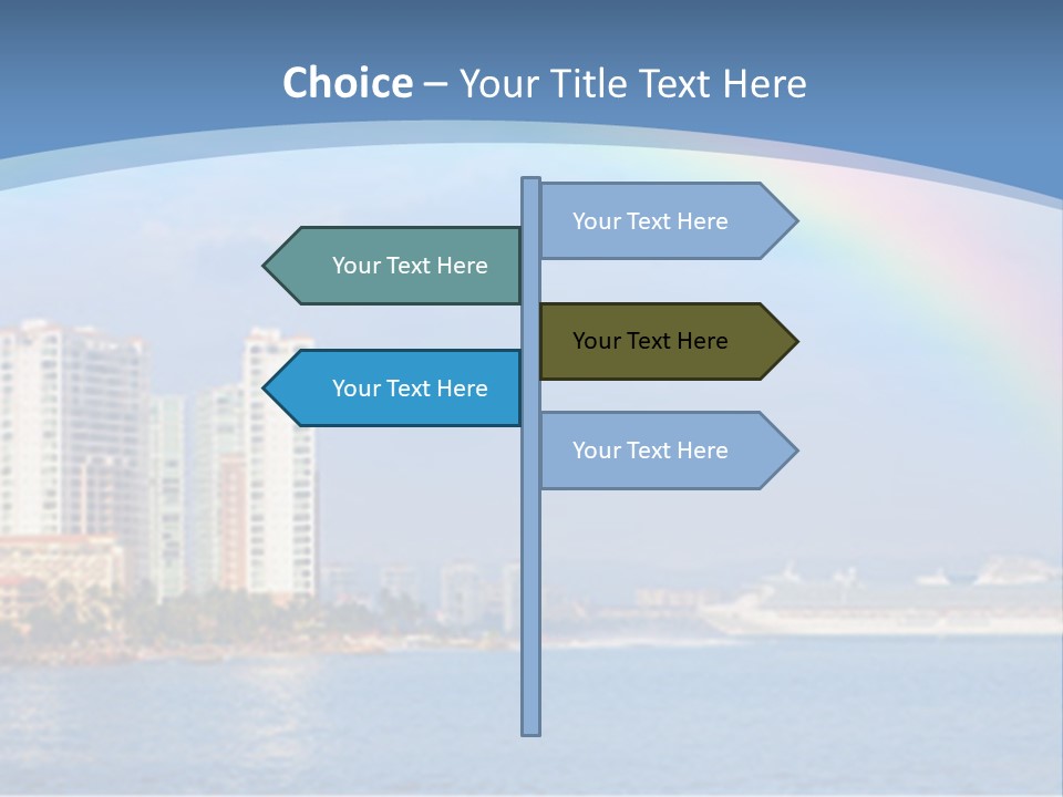 A Rainbow Over A City With A Cruise Ship In The Background PowerPoint Template
