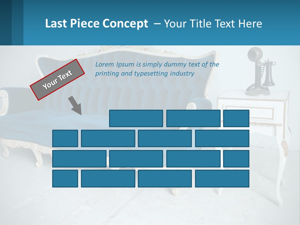 A Blue Couch Sitting Next To A White Table PowerPoint Template
