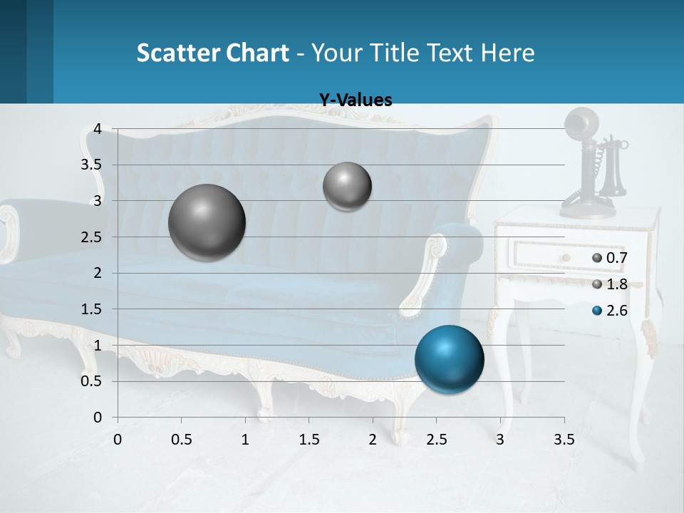 A Blue Couch Sitting Next To A White Table PowerPoint Template