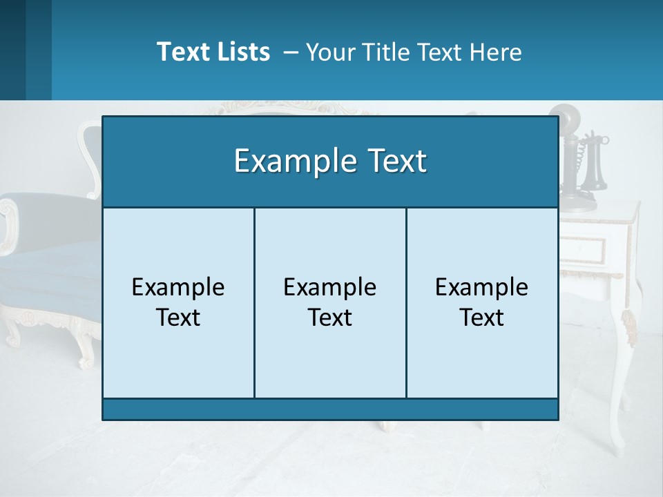 A Blue Couch Sitting Next To A White Table PowerPoint Template