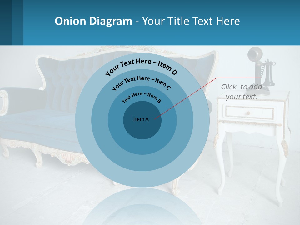 A Blue Couch Sitting Next To A White Table PowerPoint Template