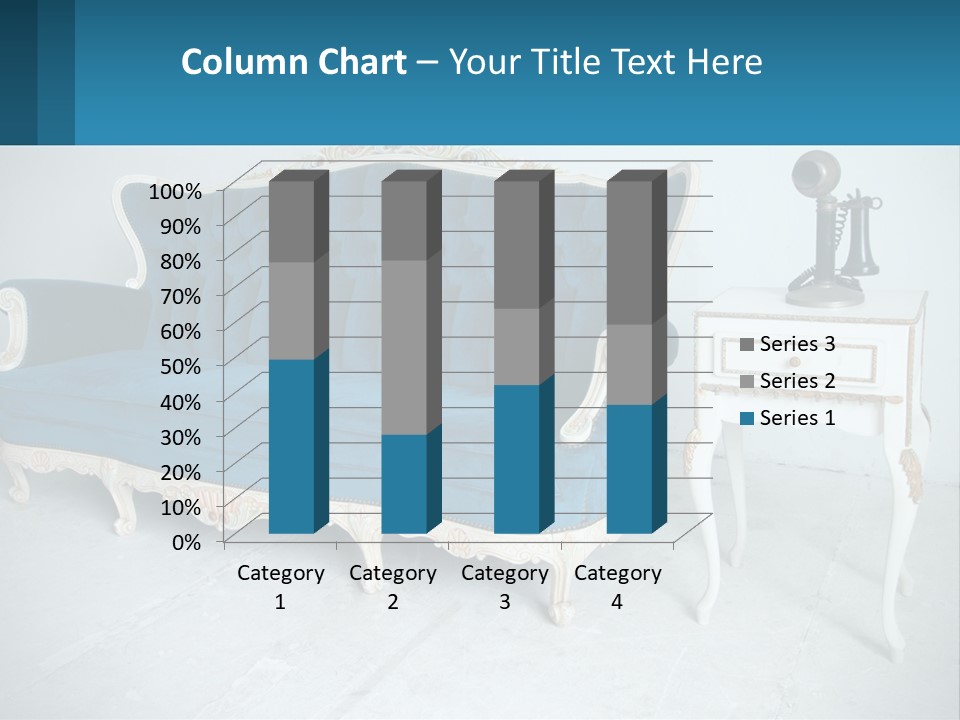 A Blue Couch Sitting Next To A White Table PowerPoint Template