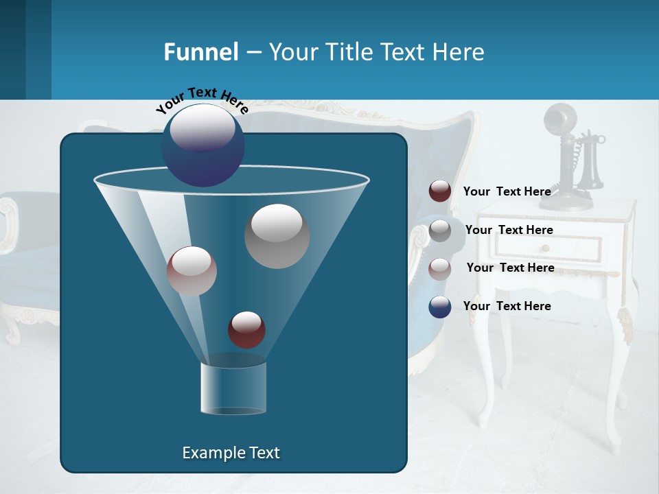 A Blue Couch Sitting Next To A White Table PowerPoint Template