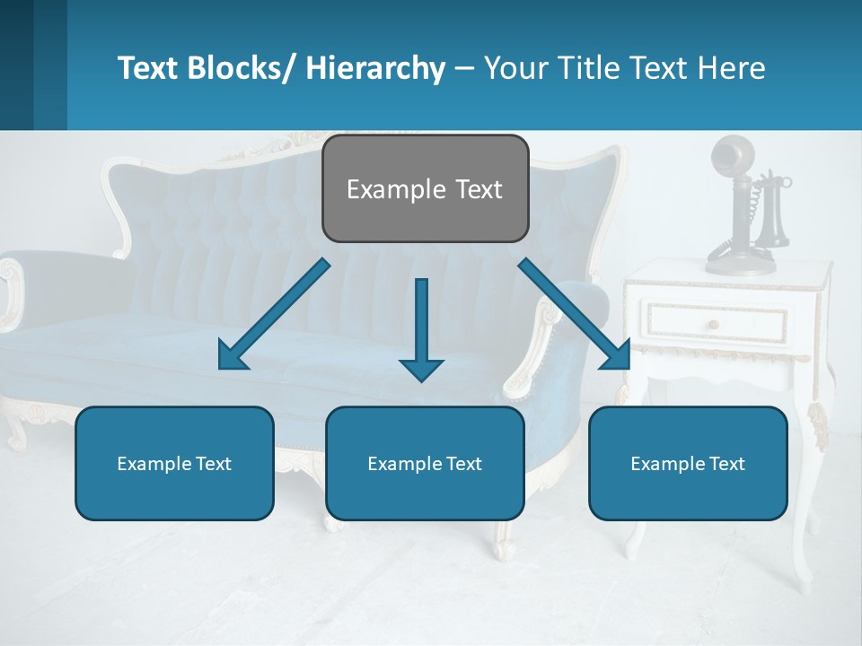 A Blue Couch Sitting Next To A White Table PowerPoint Template