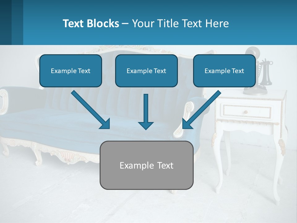 A Blue Couch Sitting Next To A White Table PowerPoint Template
