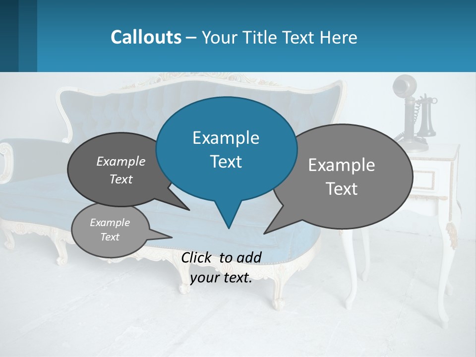 A Blue Couch Sitting Next To A White Table PowerPoint Template