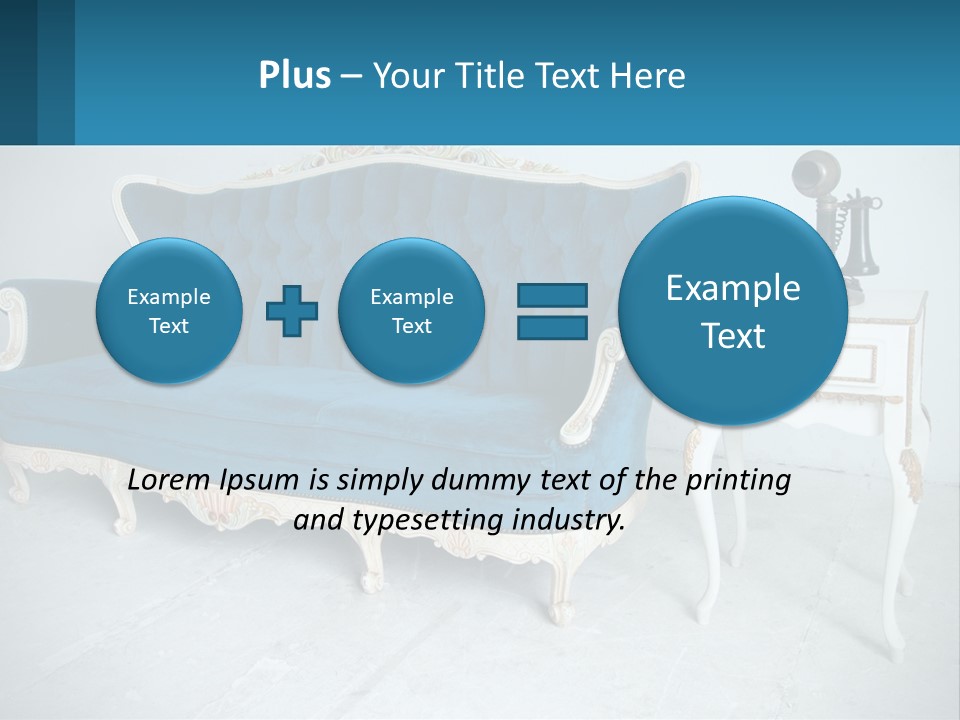 A Blue Couch Sitting Next To A White Table PowerPoint Template