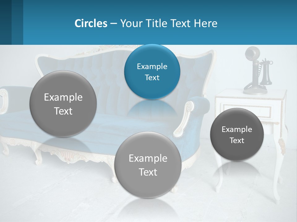 A Blue Couch Sitting Next To A White Table PowerPoint Template