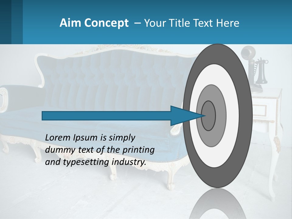 A Blue Couch Sitting Next To A White Table PowerPoint Template