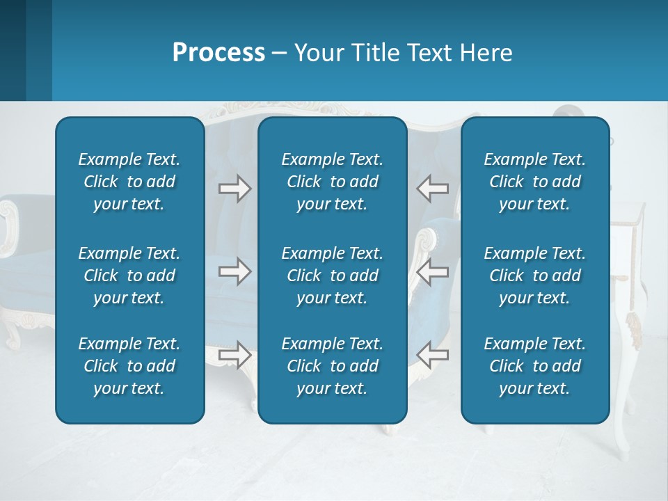 A Blue Couch Sitting Next To A White Table PowerPoint Template
