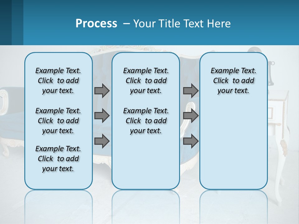 A Blue Couch Sitting Next To A White Table PowerPoint Template