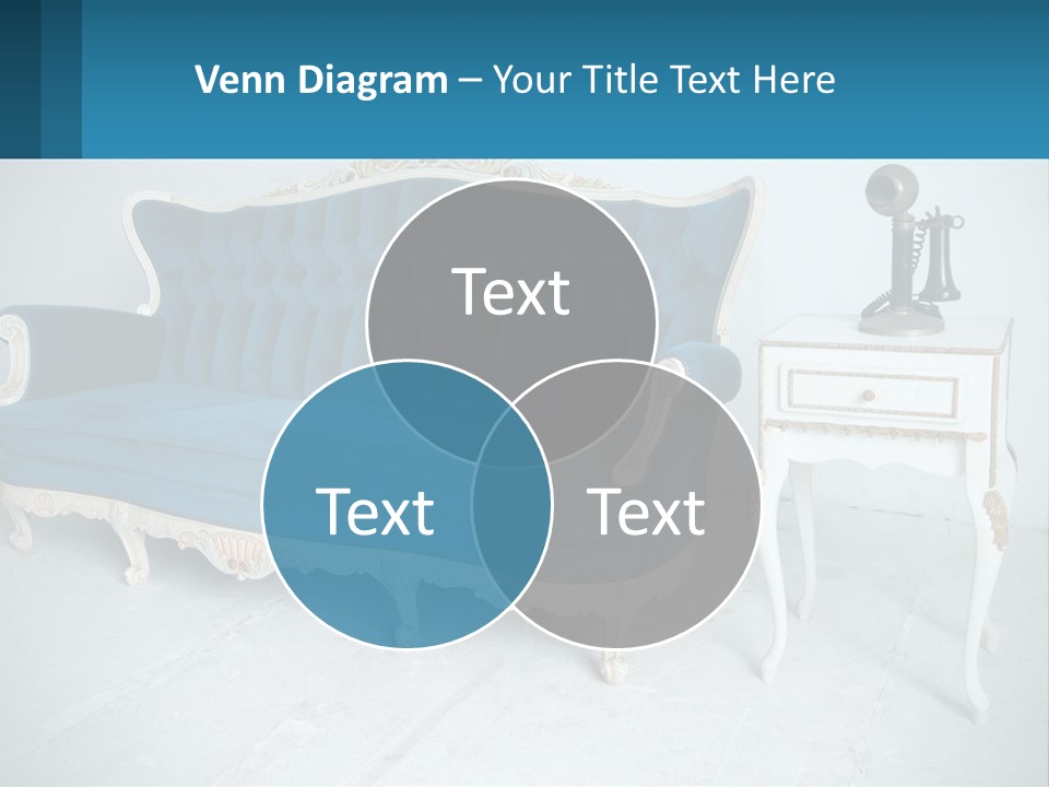 A Blue Couch Sitting Next To A White Table PowerPoint Template