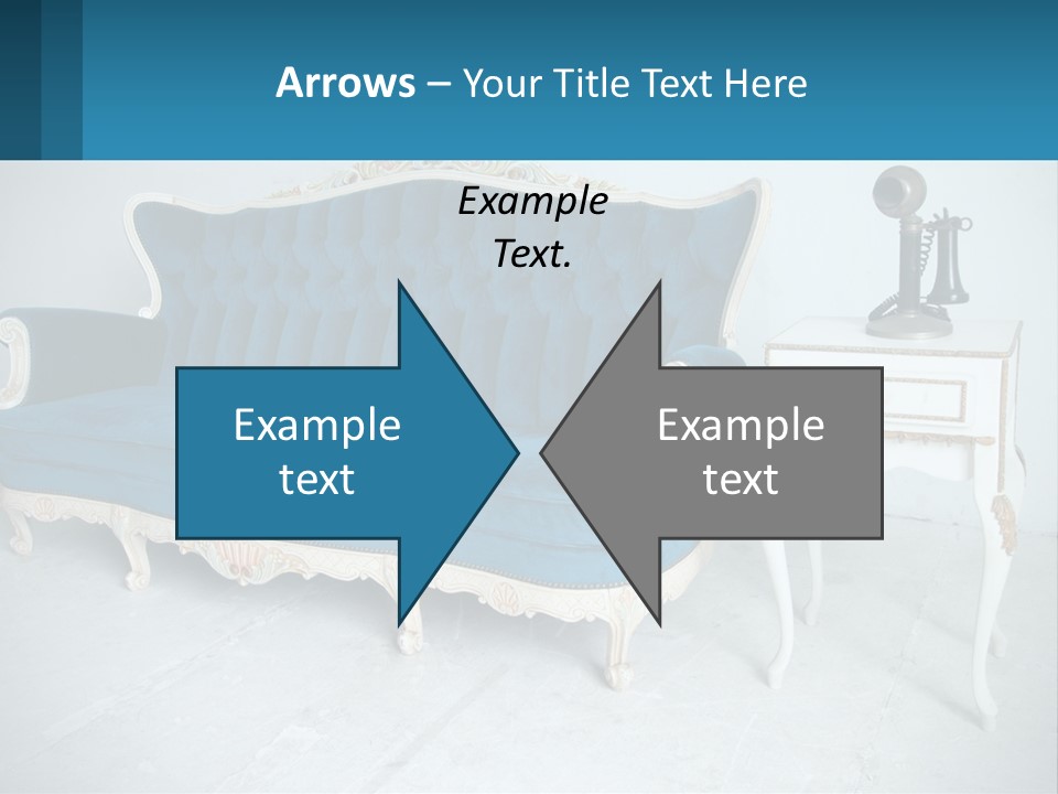 A Blue Couch Sitting Next To A White Table PowerPoint Template