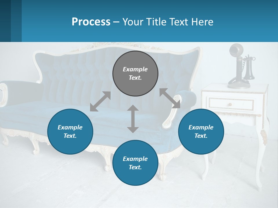 A Blue Couch Sitting Next To A White Table PowerPoint Template