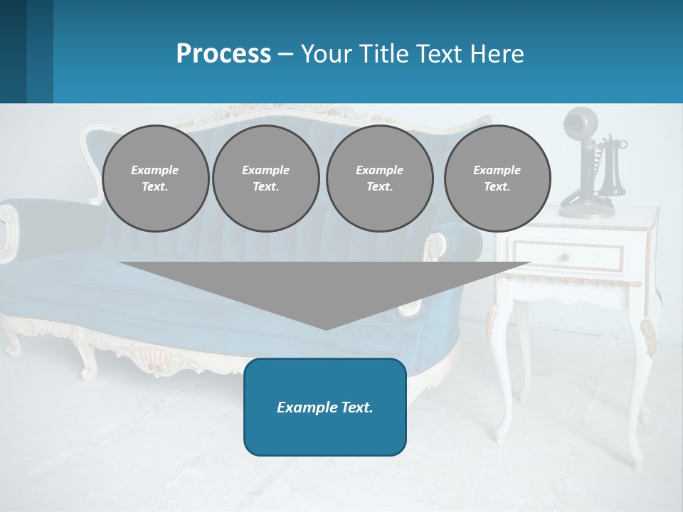 A Blue Couch Sitting Next To A White Table PowerPoint Template
