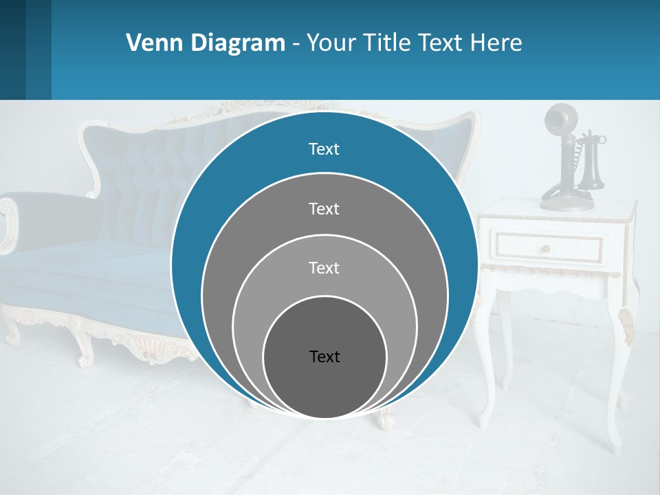 A Blue Couch Sitting Next To A White Table PowerPoint Template