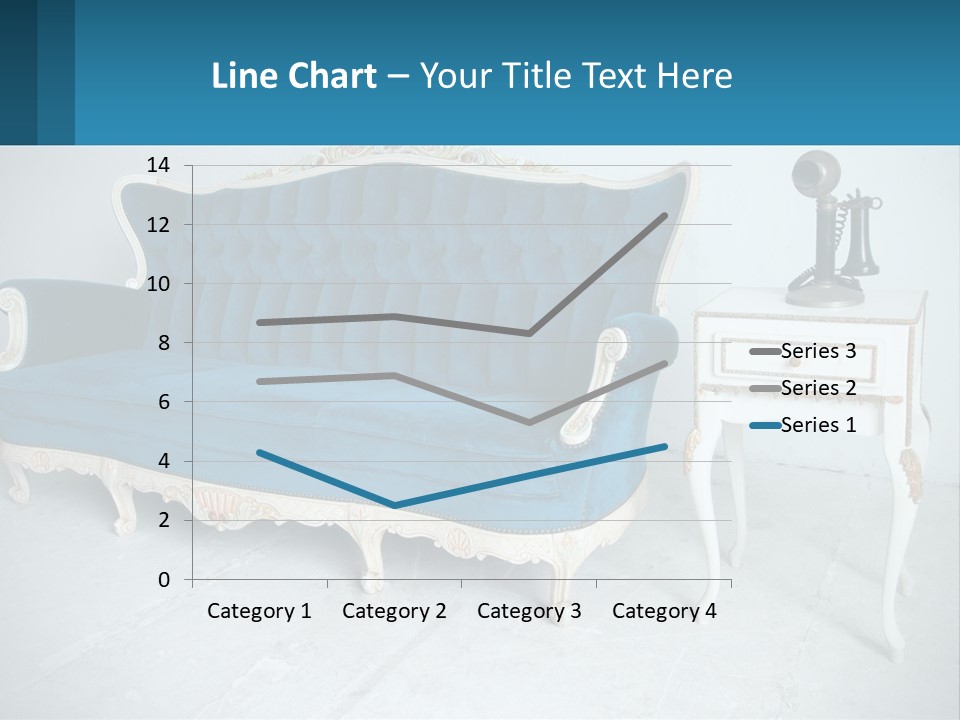 A Blue Couch Sitting Next To A White Table PowerPoint Template
