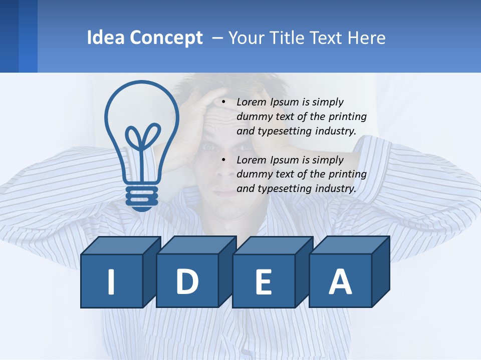 A Man Covering His Eyes While Laying In Bed PowerPoint Template