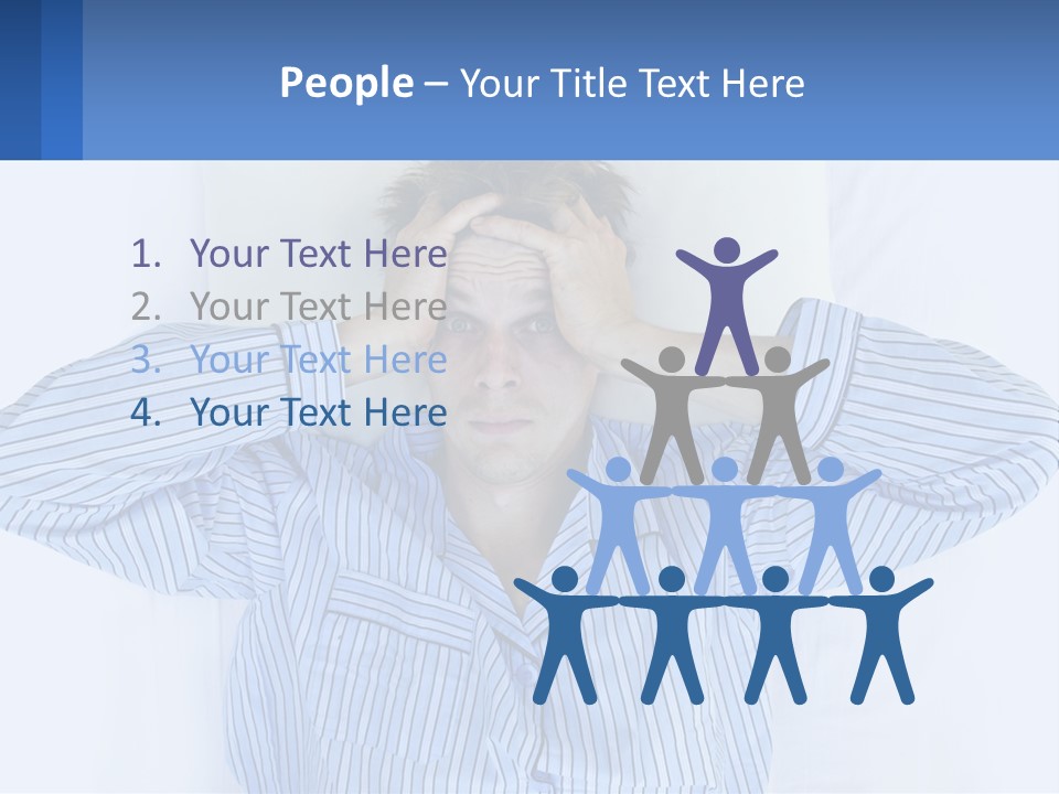 A Man Covering His Eyes While Laying In Bed PowerPoint Template