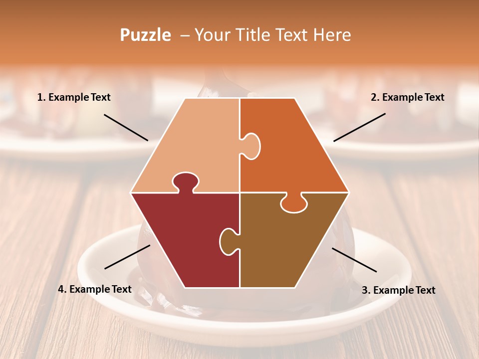 A Plate With Three Pieces Of Chocolate Covered Pears PowerPoint Template