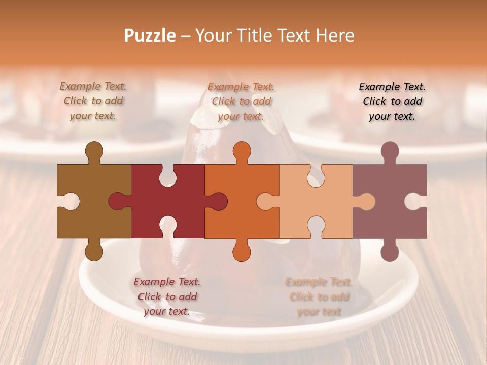 A Plate With Three Pieces Of Chocolate Covered Pears PowerPoint Template