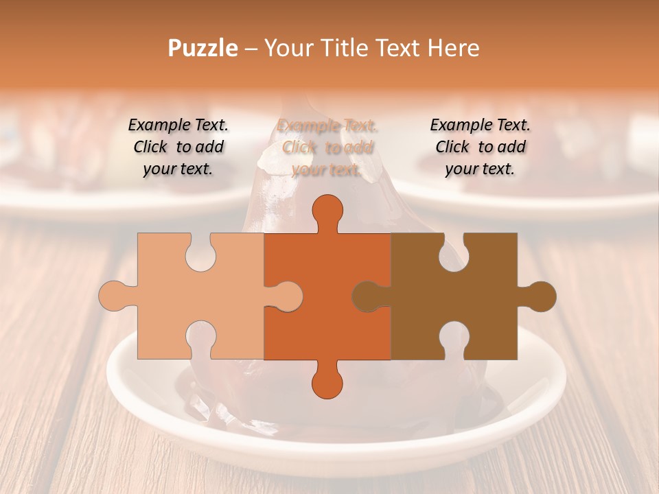 A Plate With Three Pieces Of Chocolate Covered Pears PowerPoint Template