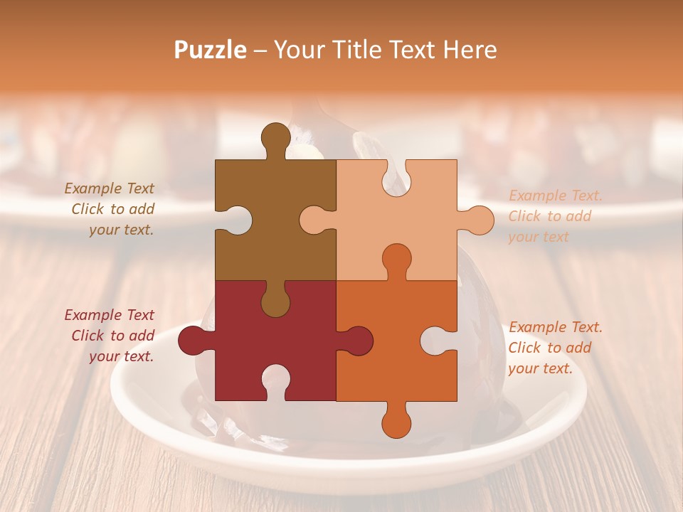 A Plate With Three Pieces Of Chocolate Covered Pears PowerPoint Template