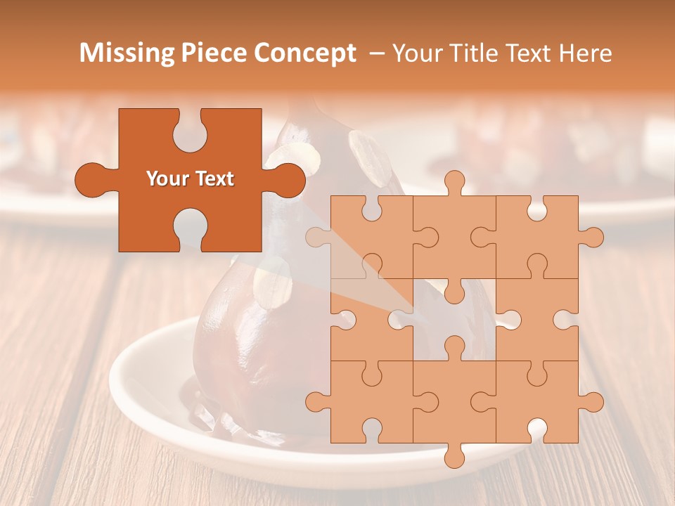 A Plate With Three Pieces Of Chocolate Covered Pears PowerPoint Template