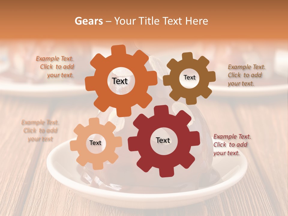 A Plate With Three Pieces Of Chocolate Covered Pears PowerPoint Template