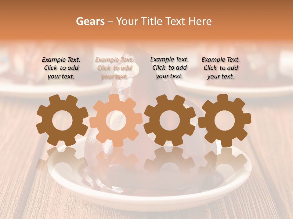 A Plate With Three Pieces Of Chocolate Covered Pears PowerPoint Template