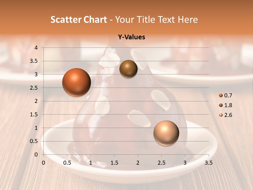 A Plate With Three Pieces Of Chocolate Covered Pears PowerPoint Template
